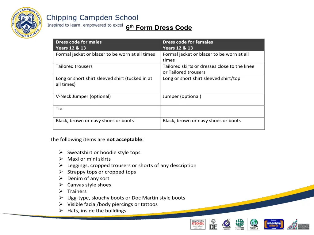 6 th form dress code