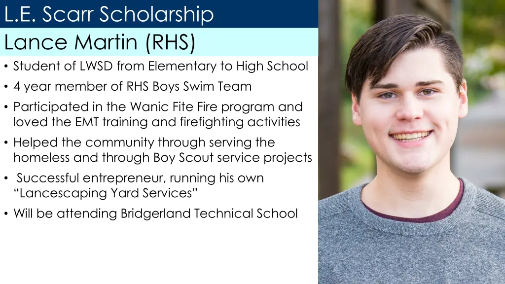 l e scarr scholarship lance martin rhs