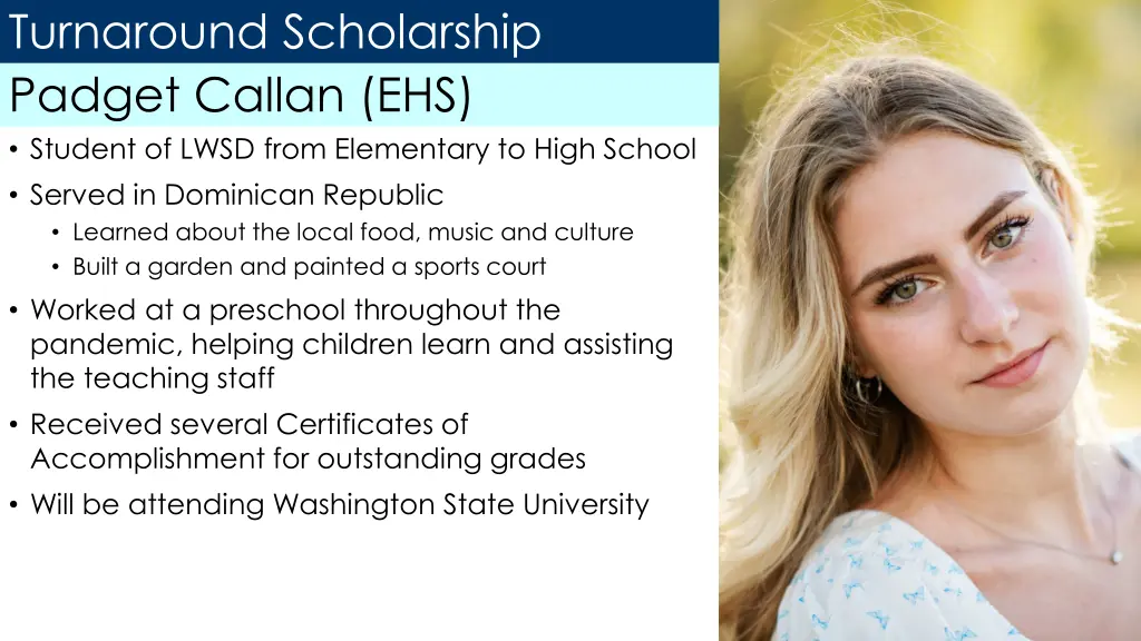 turnaround scholarship padget callan ehs