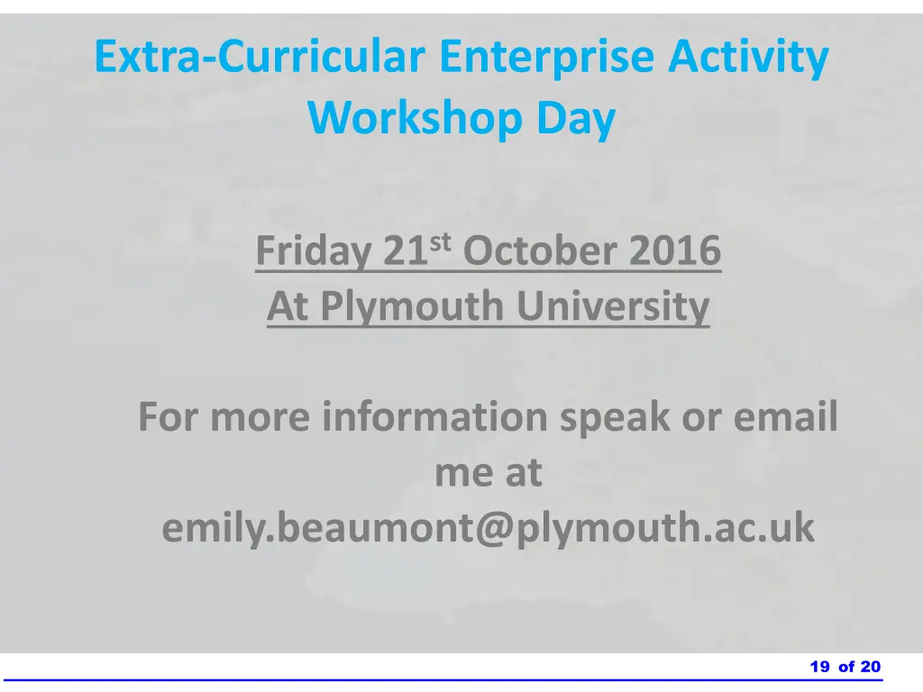 extra curricular enterprise activity workshop day