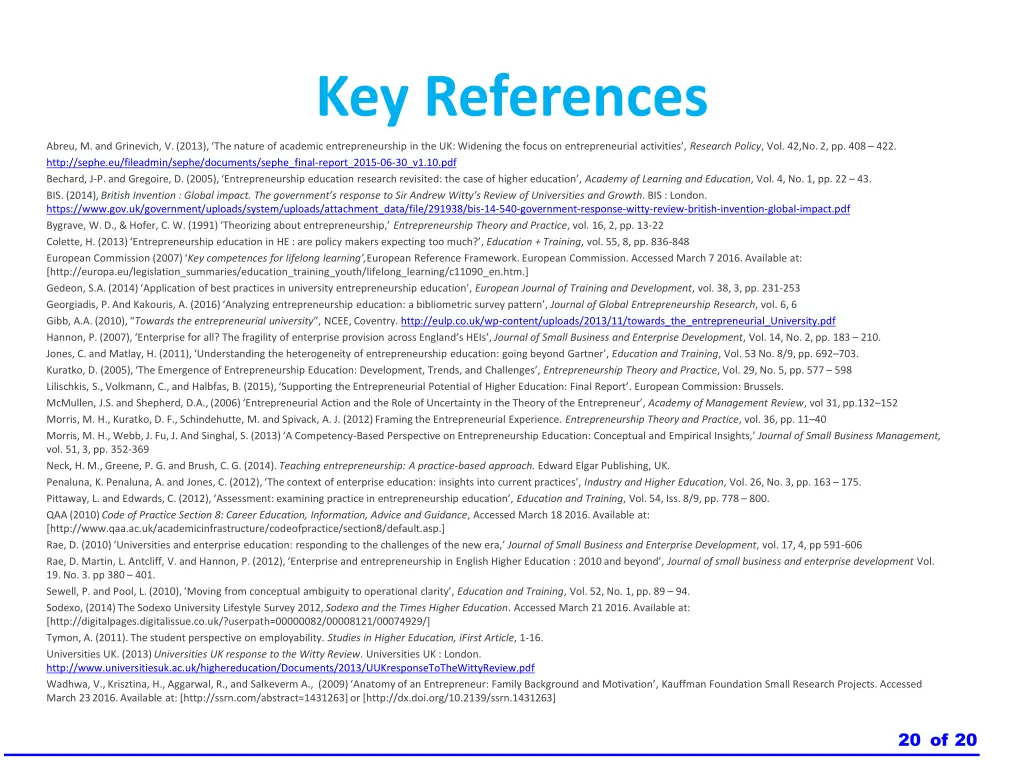 key references