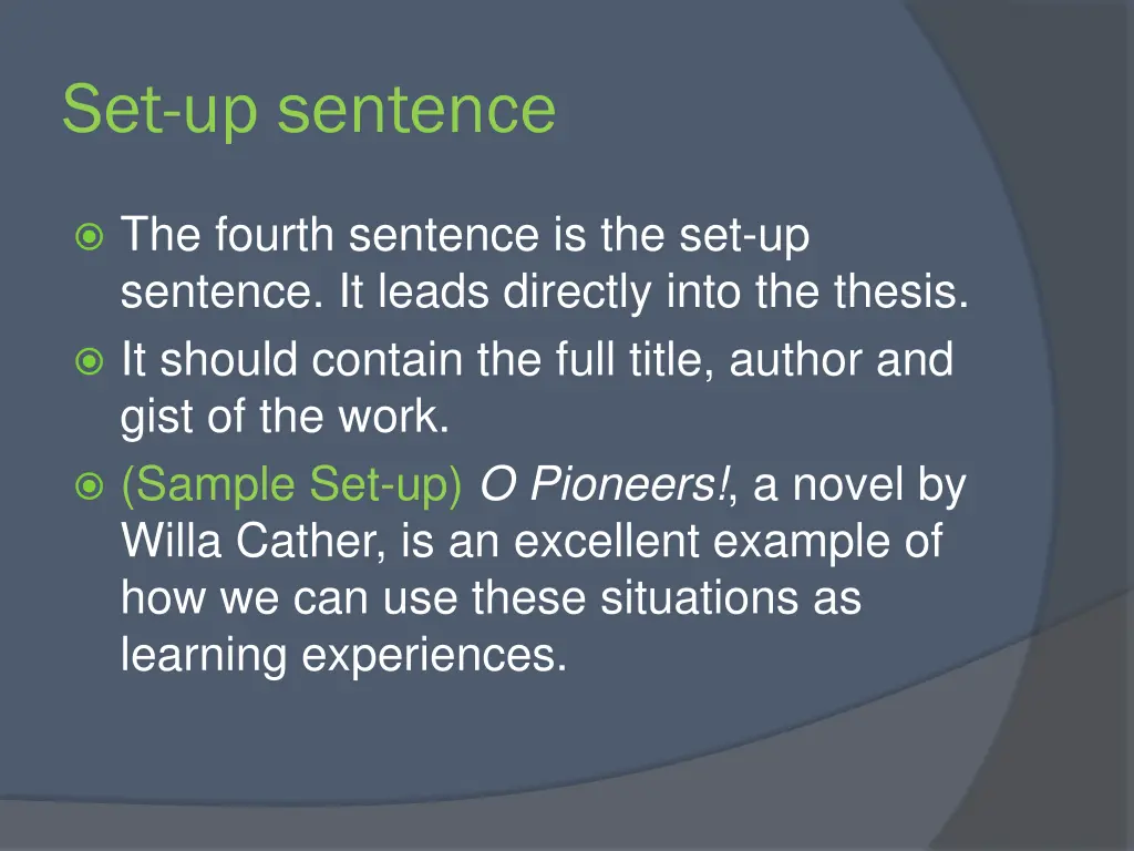 set up sentence