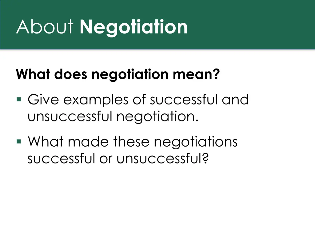 about negotiation