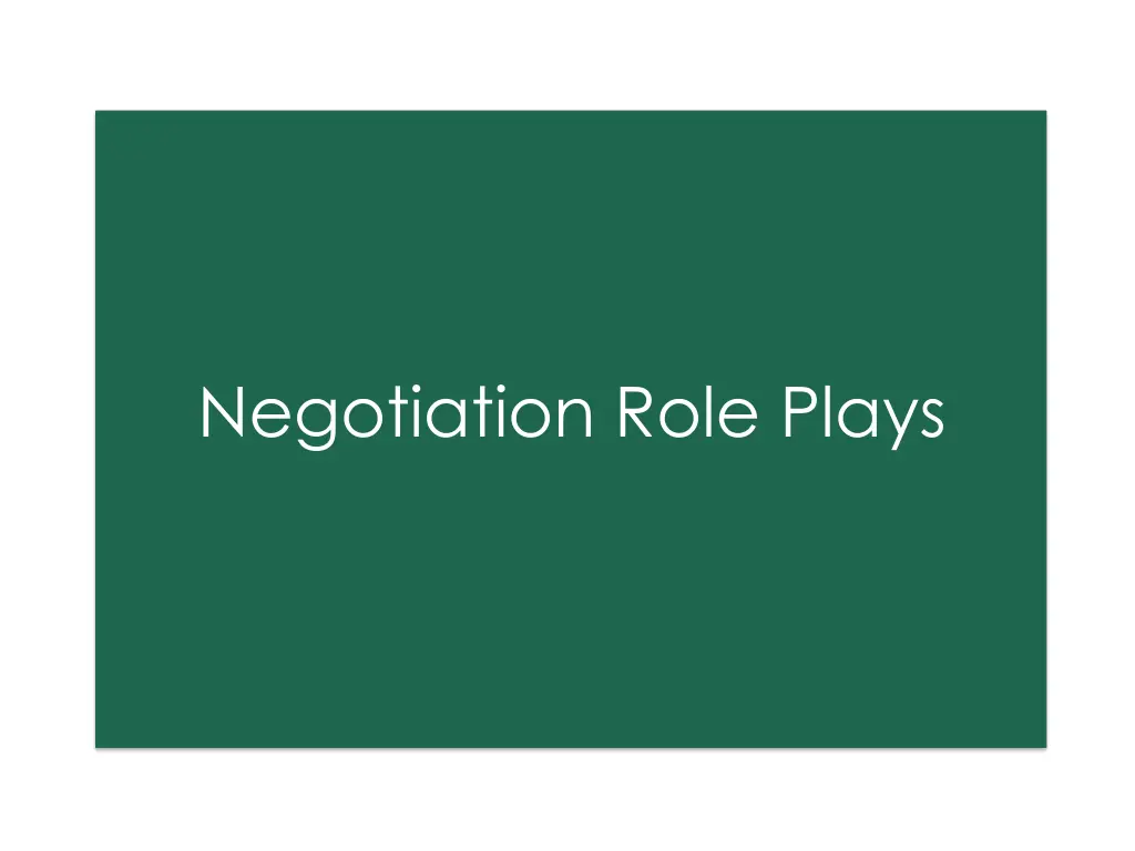 negotiation role plays