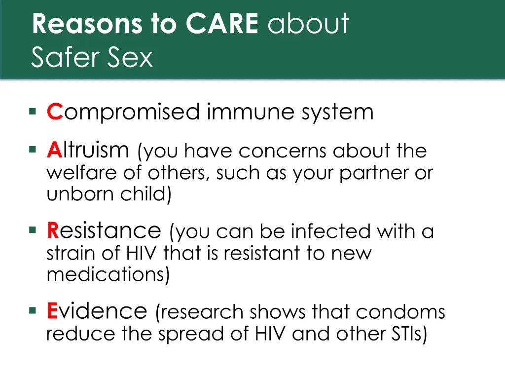 reasons to care about safer sex