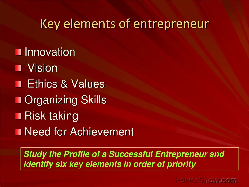 key elements of entrepreneur