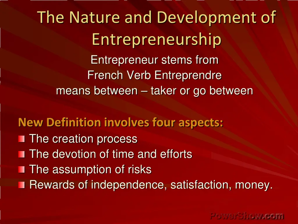 the nature and development of entrepreneurship