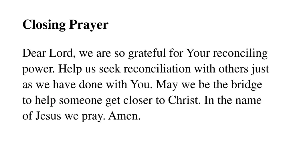 closing prayer