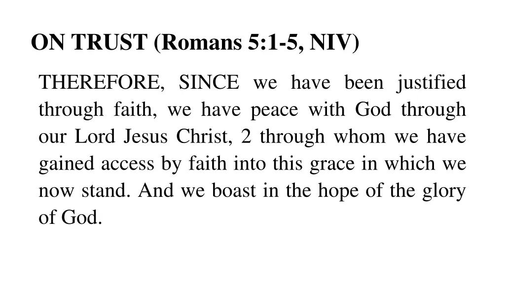 on trust romans 5 1 5 niv