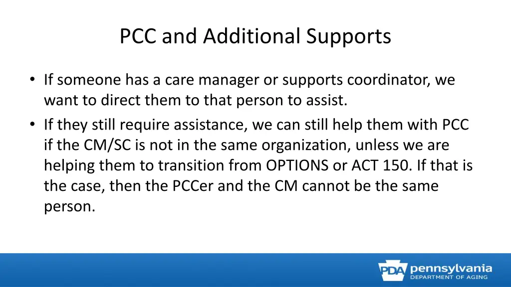 pcc and additional supports