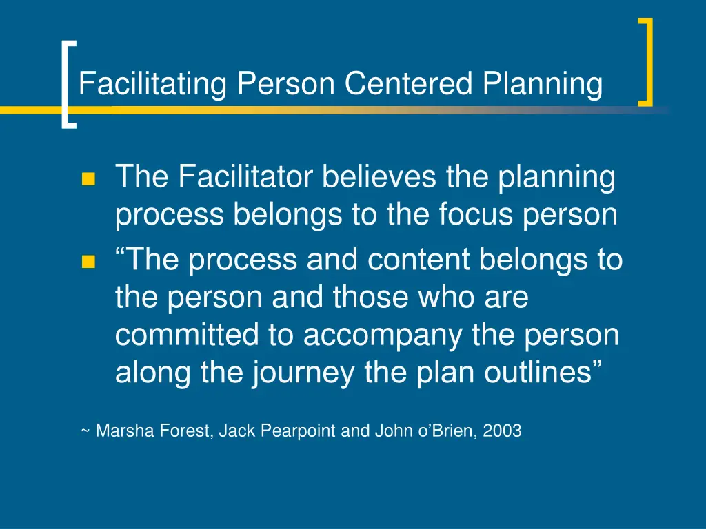 facilitating person centered planning