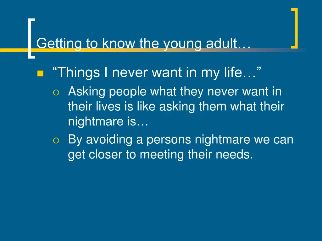 getting to know the young adult 1