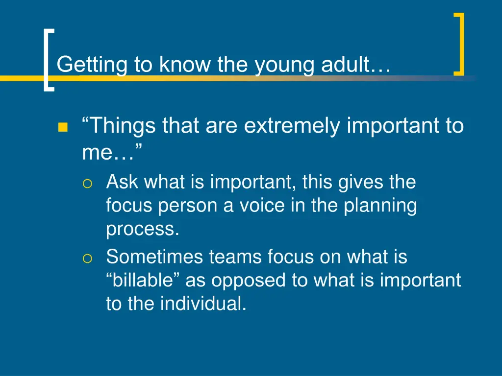 getting to know the young adult