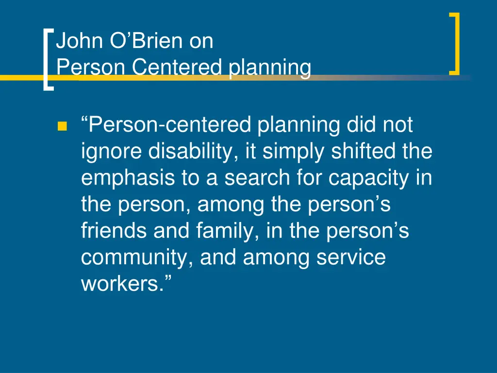 john o brien on person centered planning