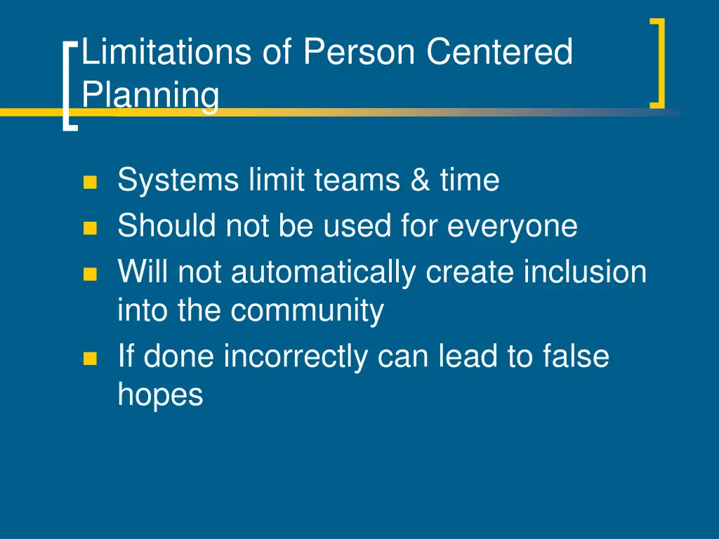 limitations of person centered planning