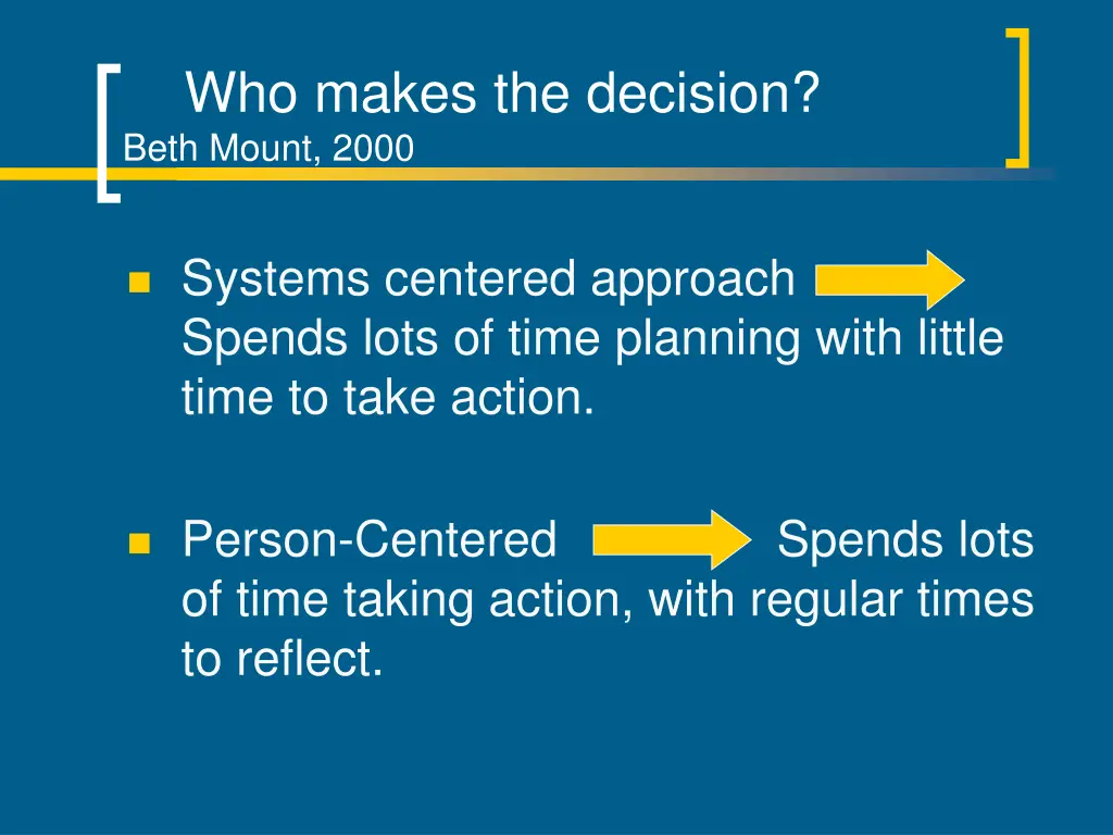 who makes the decision beth mount 2000