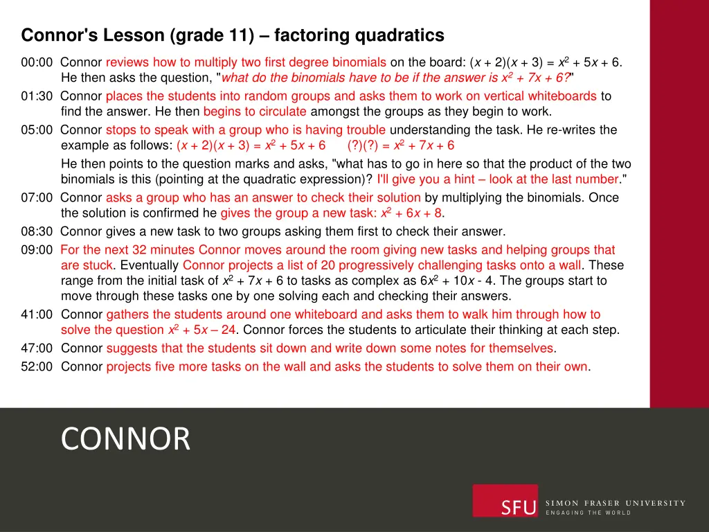 connor s lesson grade 11 factoring quadratics