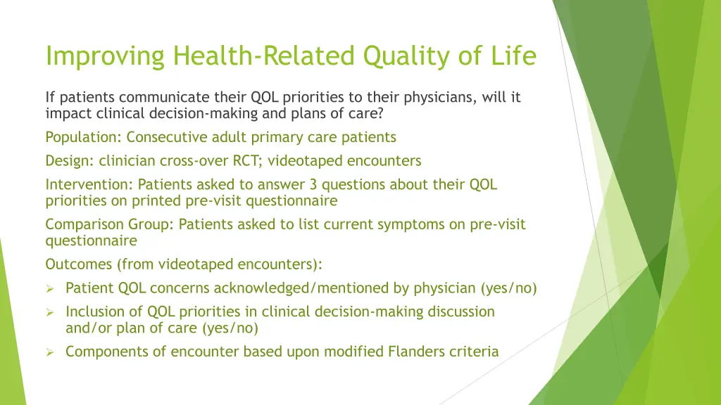 improving health related quality of life