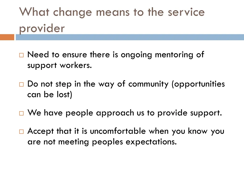 what change means to the service provider 1