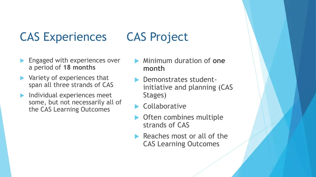 cas experiences cas project