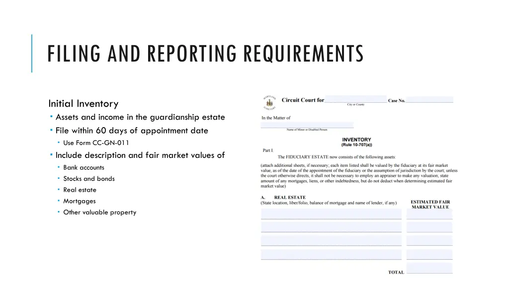 filing and reporting requirements