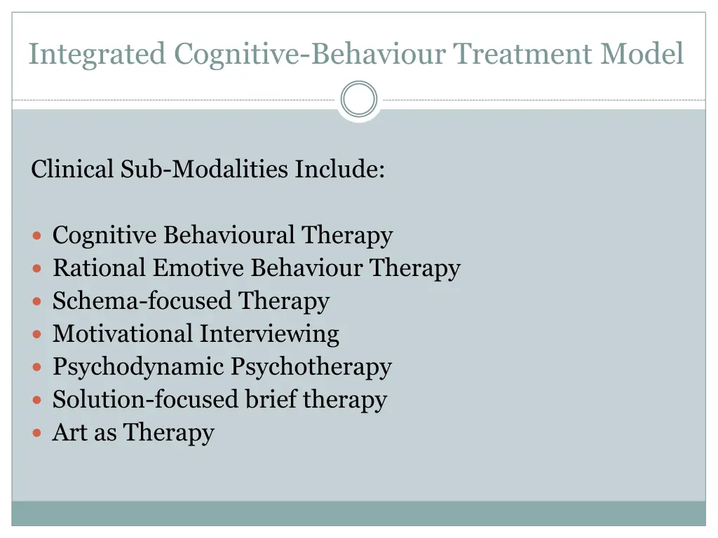 integrated cognitive behaviour treatment model