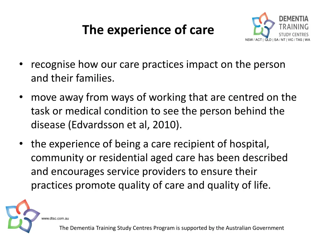 the experience of care