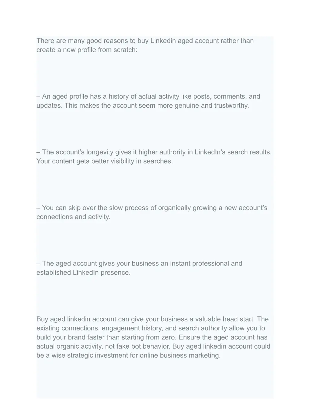 there are many good reasons to buy linkedin aged