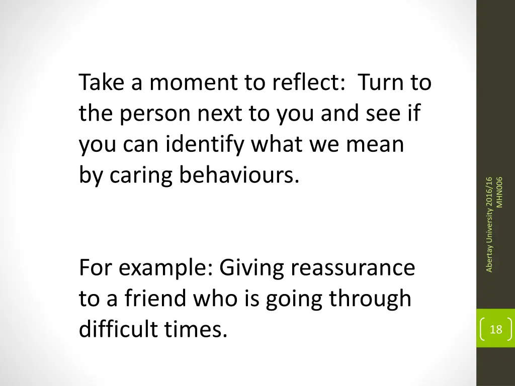 take a moment to reflect turn to the person next