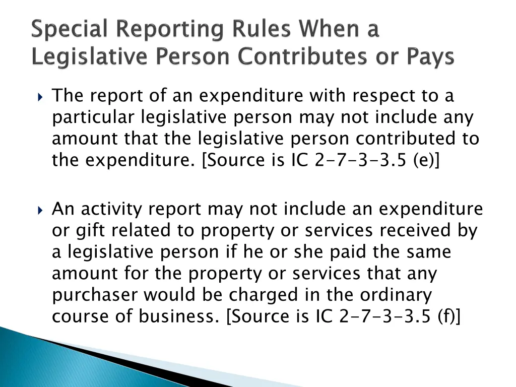 the report of an expenditure with respect