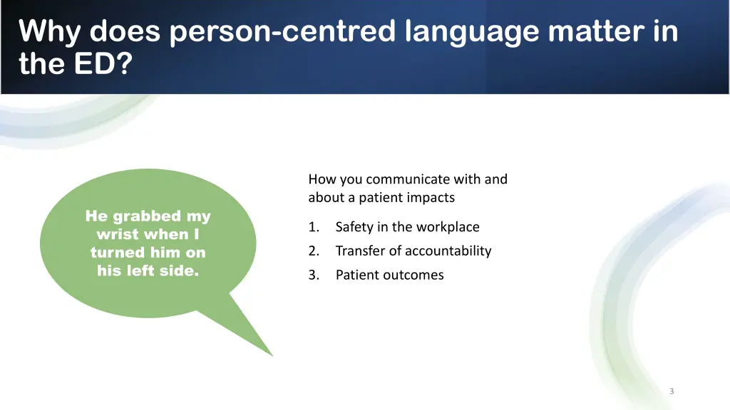 why does person centred language matter in the ed