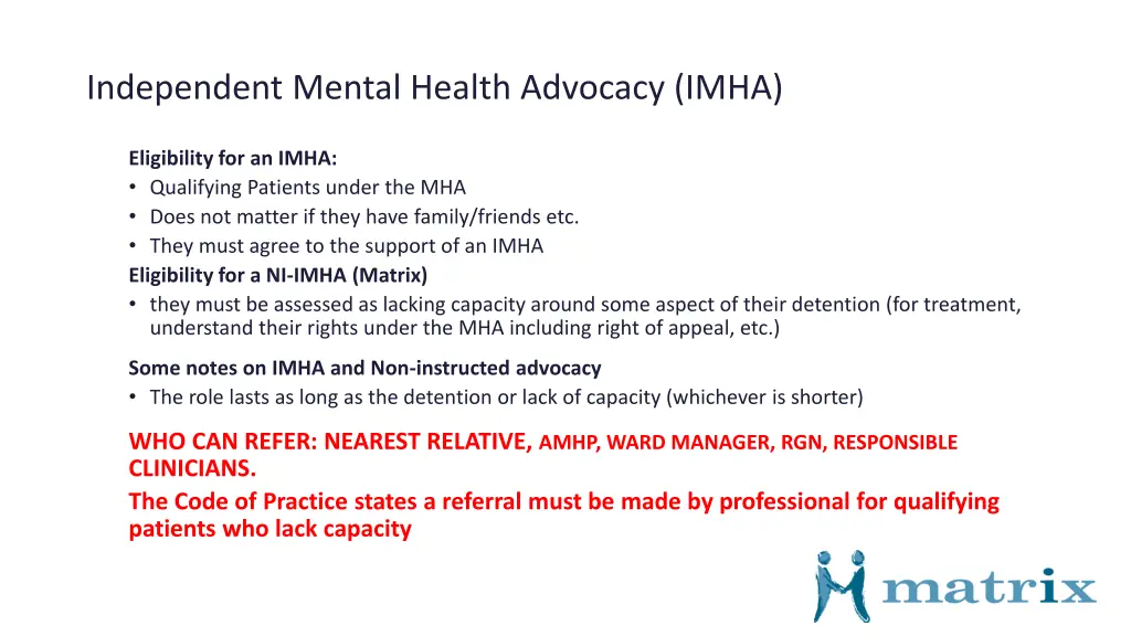 independent mental health advocacy imha