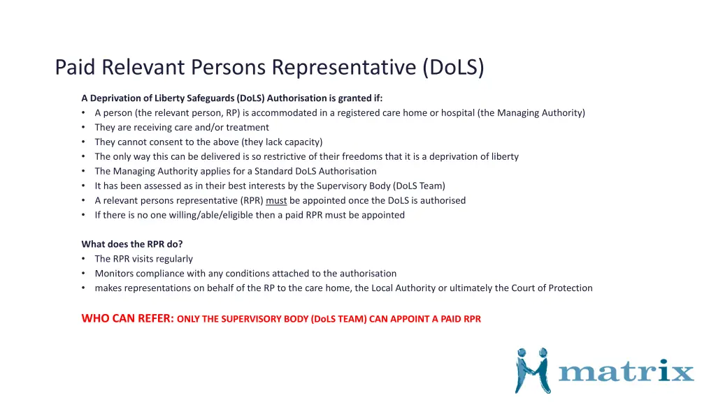 paid relevant persons representative dols