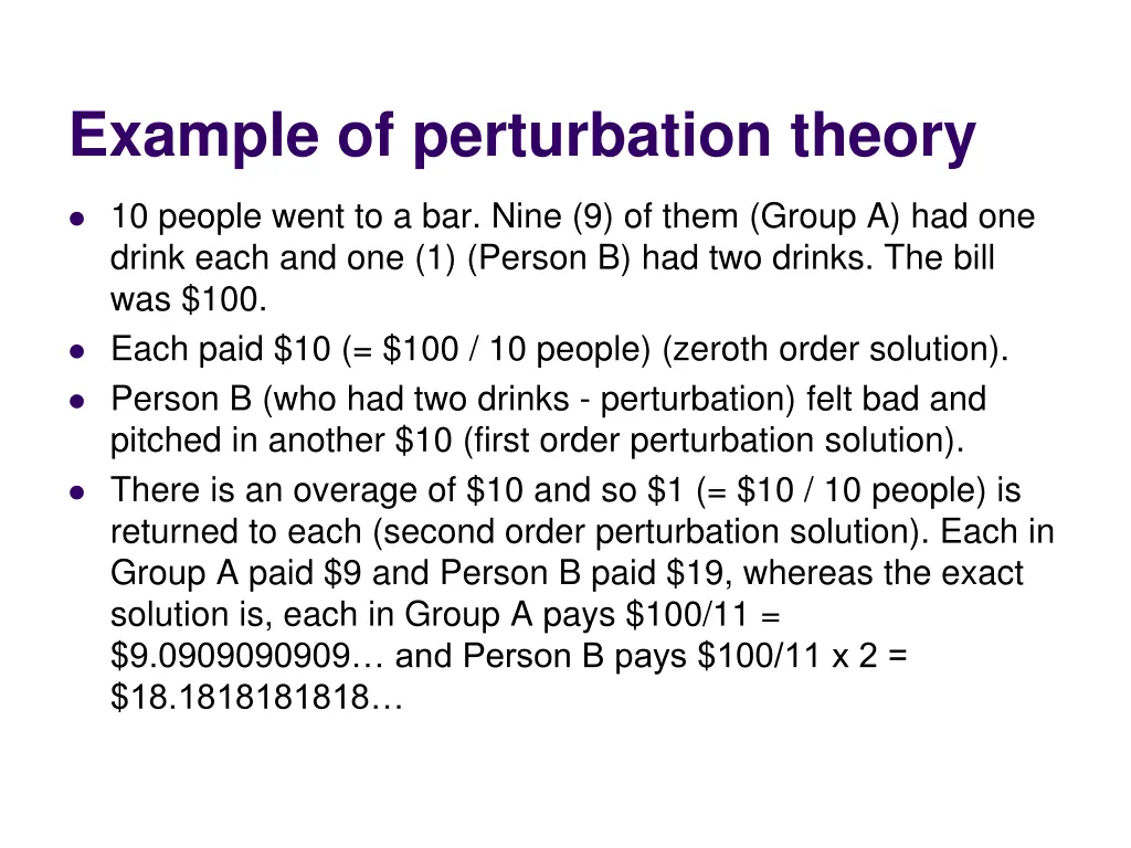 example of perturbation theory