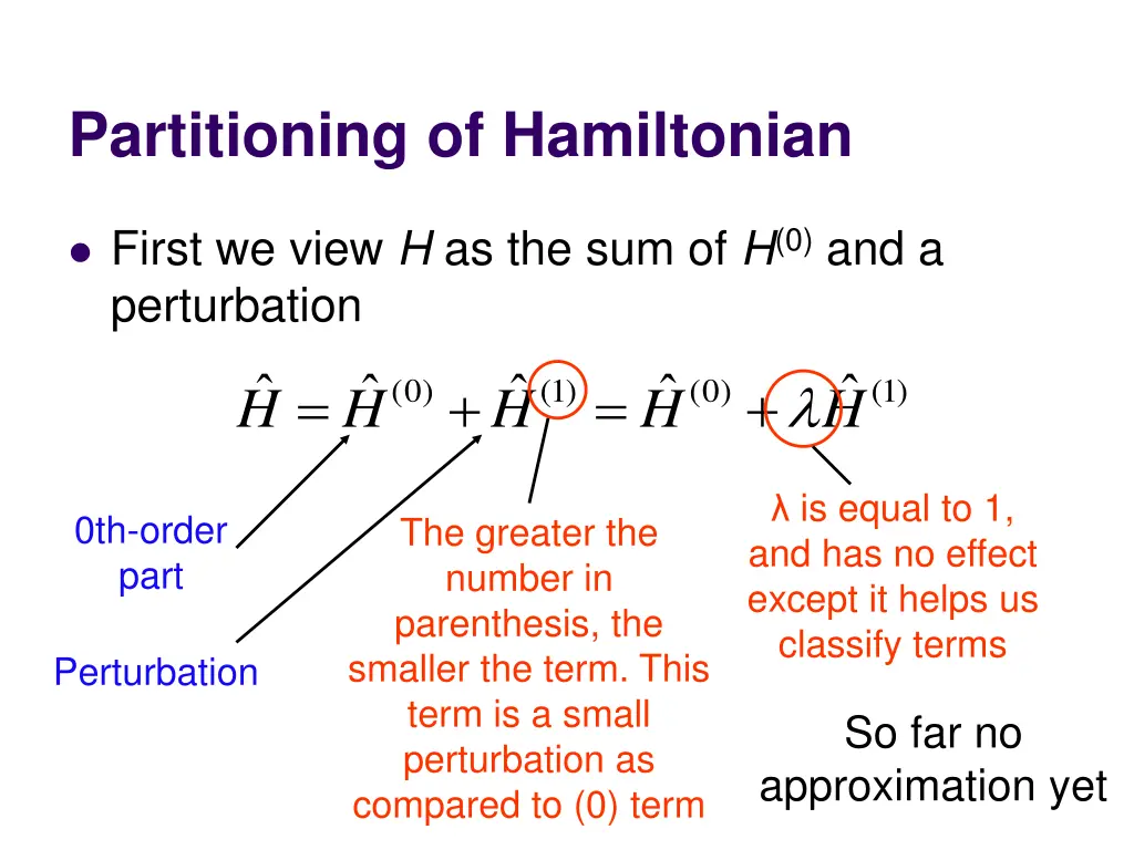 partitioning of hamiltonian