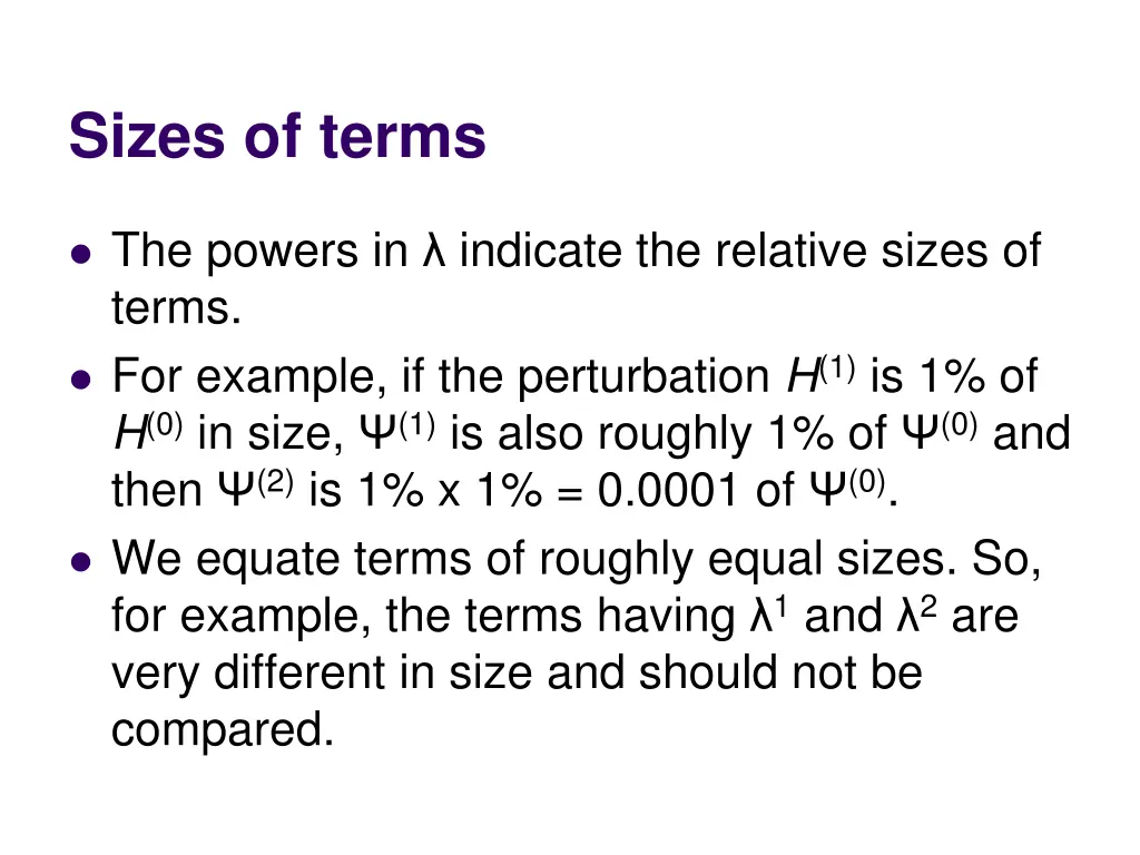 sizes of terms