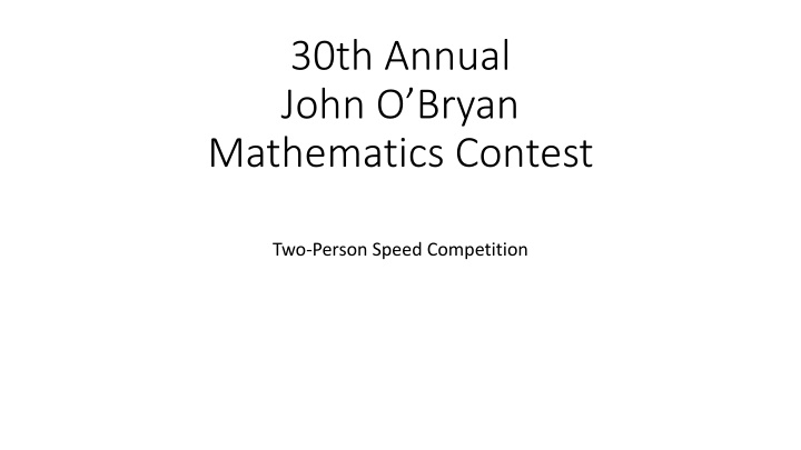 30th annual john o bryan mathematics contest