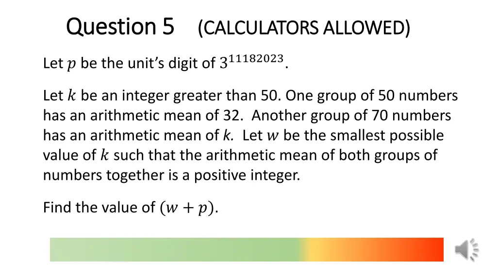 question 5 question 5 calculators allowed