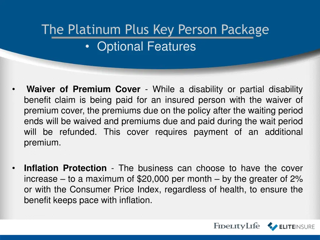 the platinum plus key person package optional