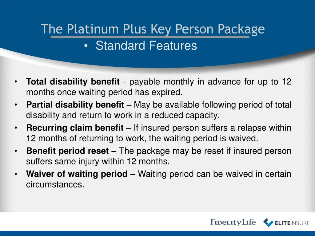 the platinum plus key person package standard