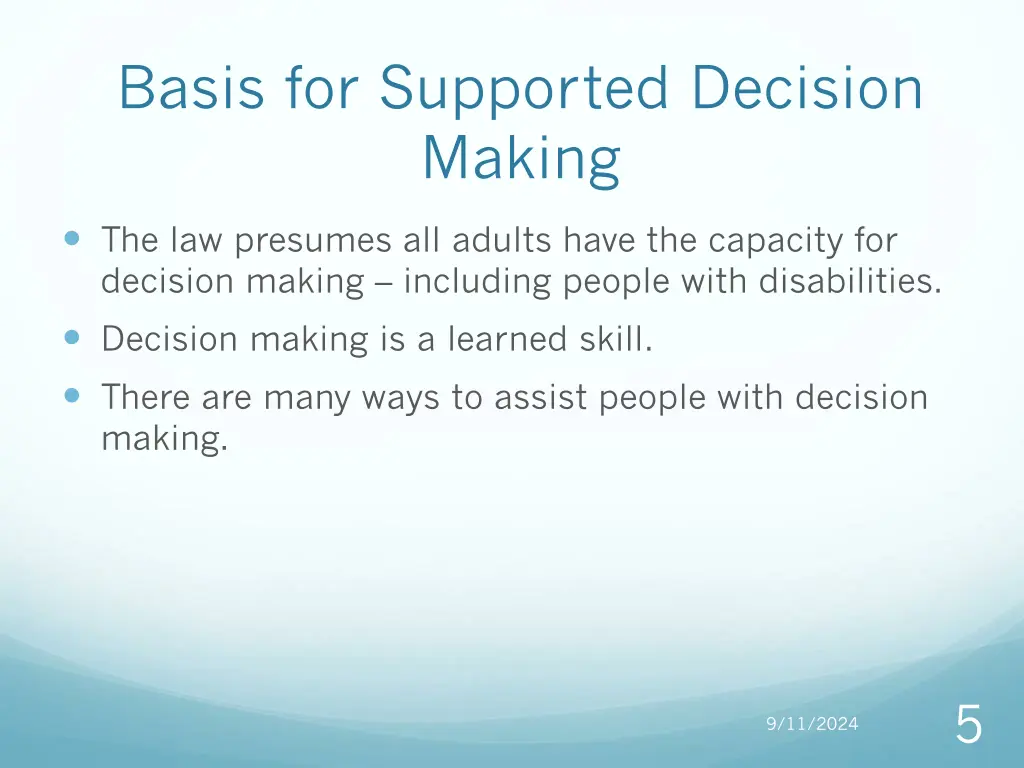 basis for supported decision making