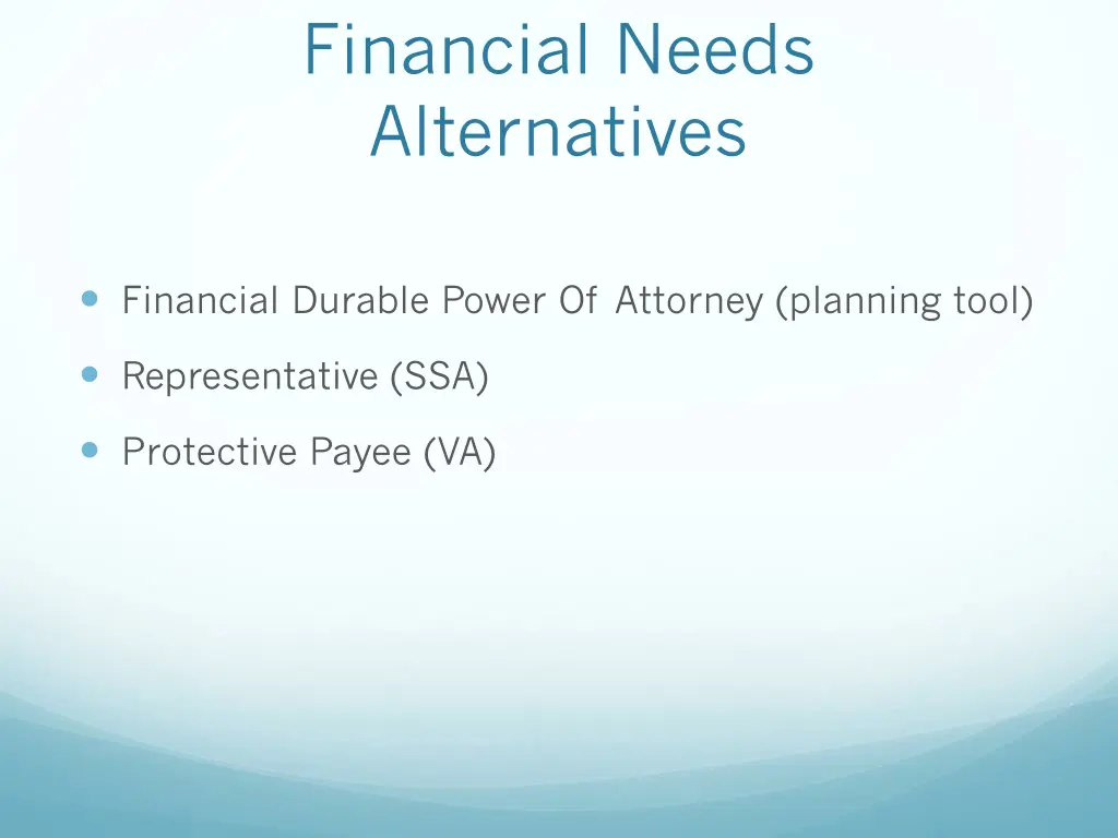 financial needs alternatives 1