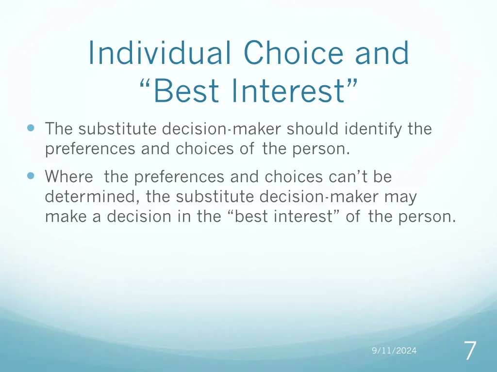 individual choice and best interest