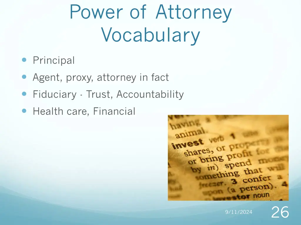 power of attorney vocabulary