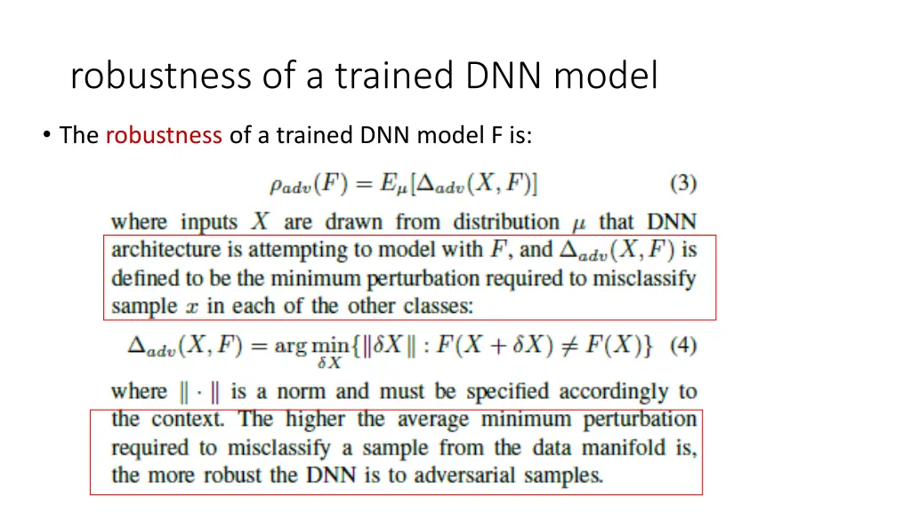 robustness of a trained dnn model