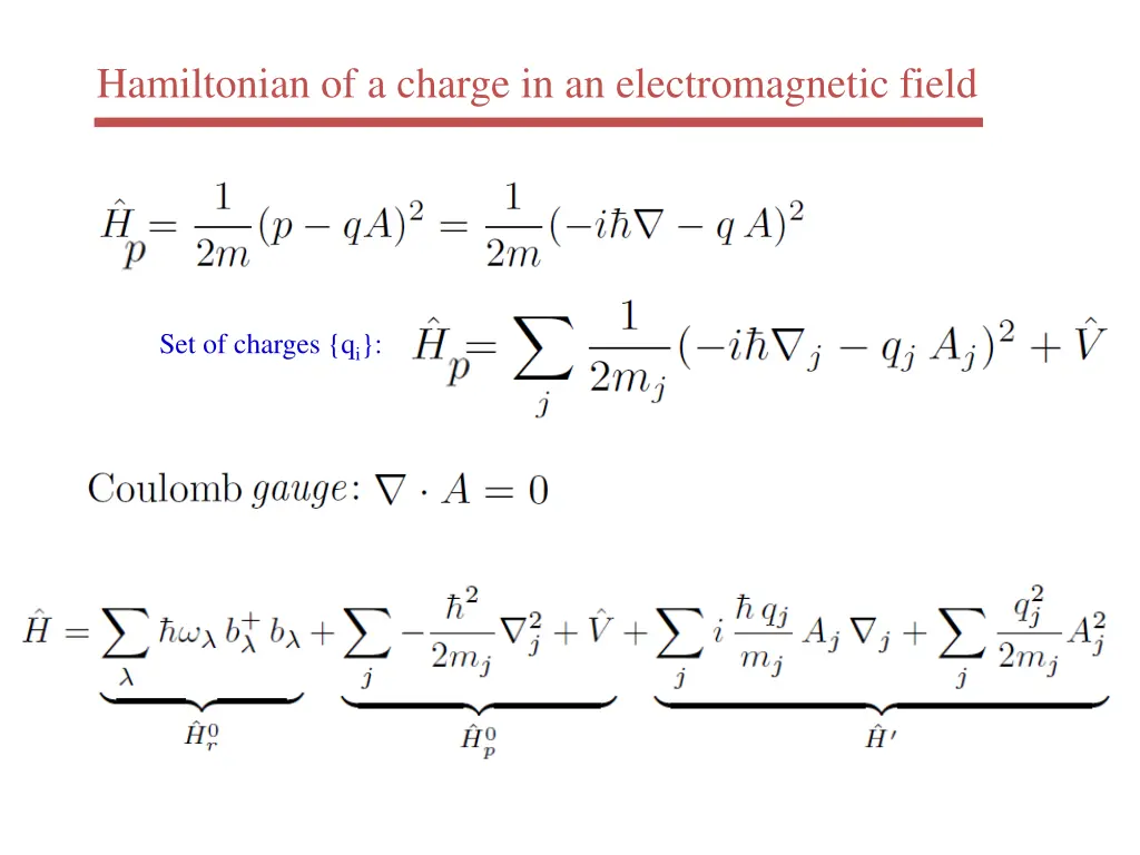 hamiltonian of a charge in an electromagnetic