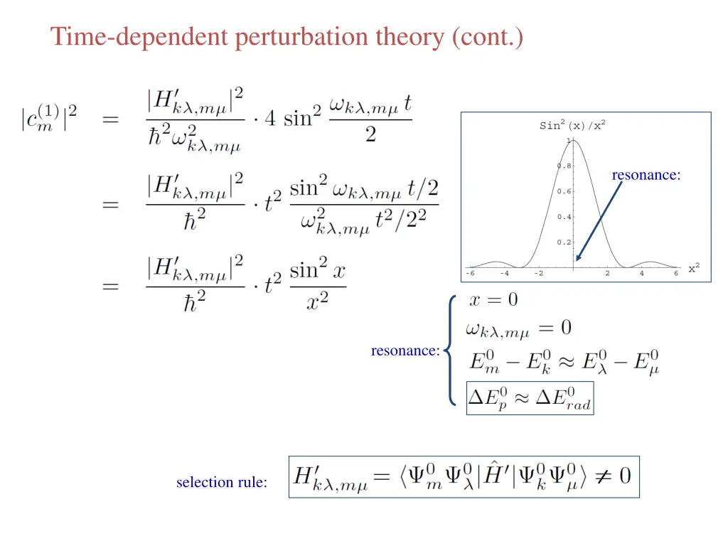 time dependent perturbation theory cont 2