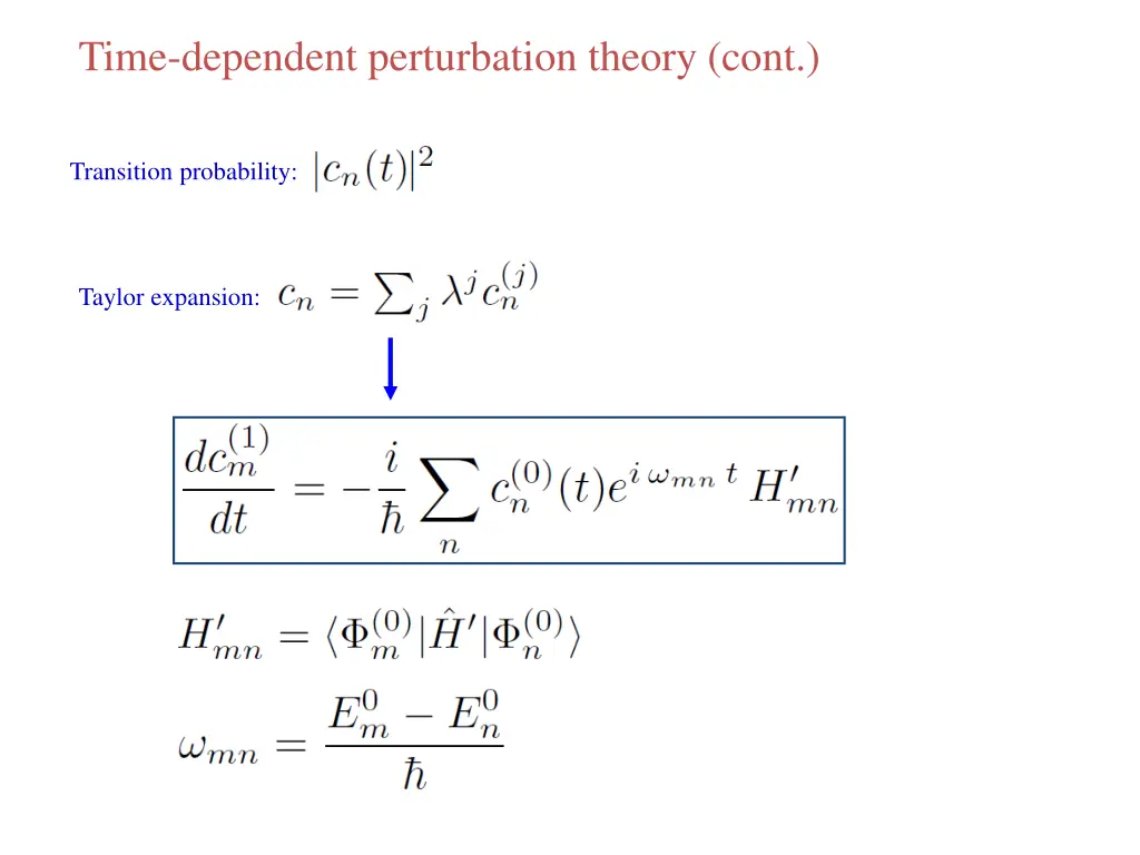 time dependent perturbation theory cont