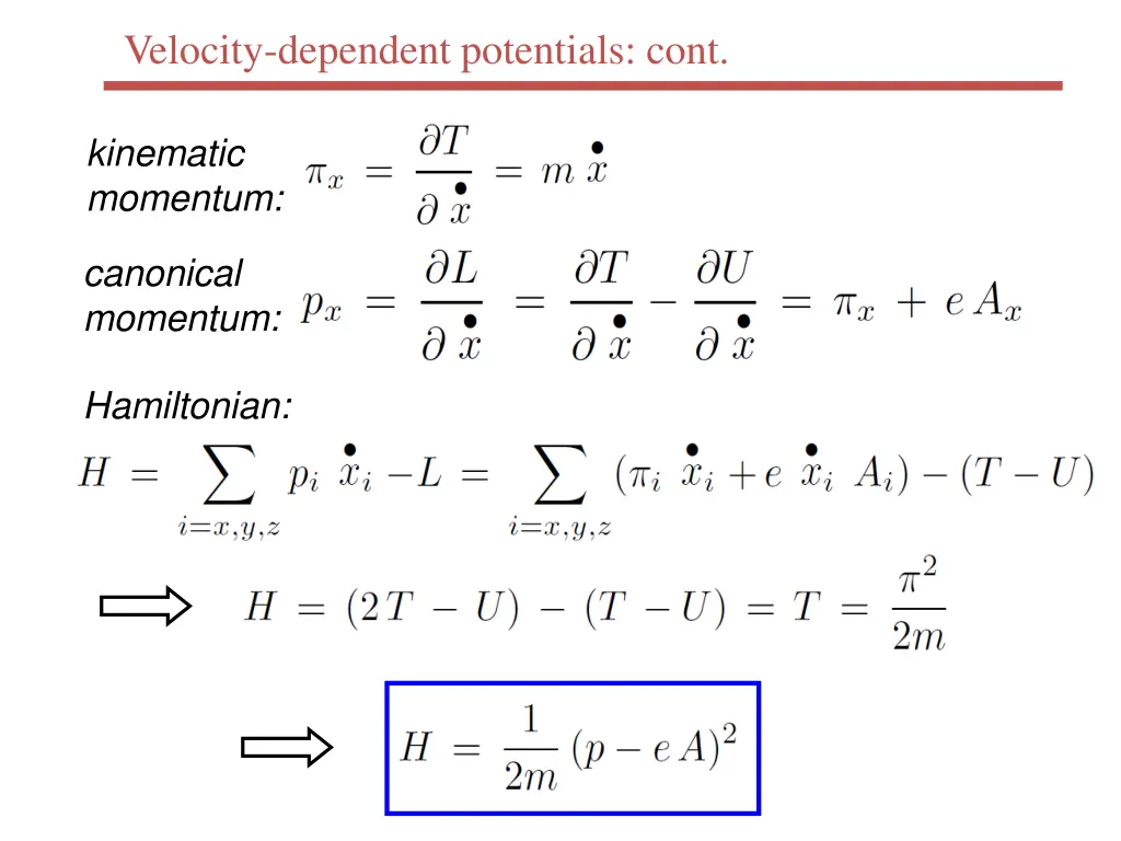 velocity dependent potentials cont 1