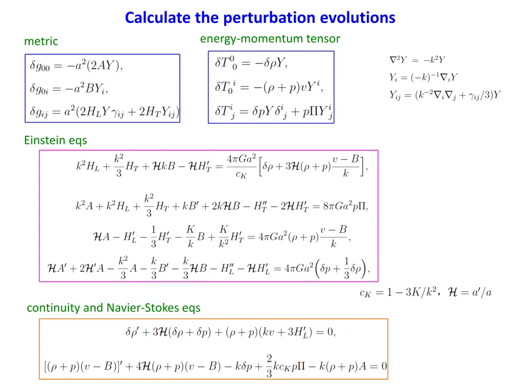 calculate the perturbation evolutions